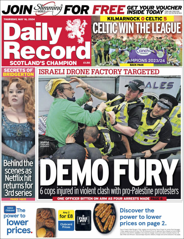 Portada de Daily Record (Reino Unido)