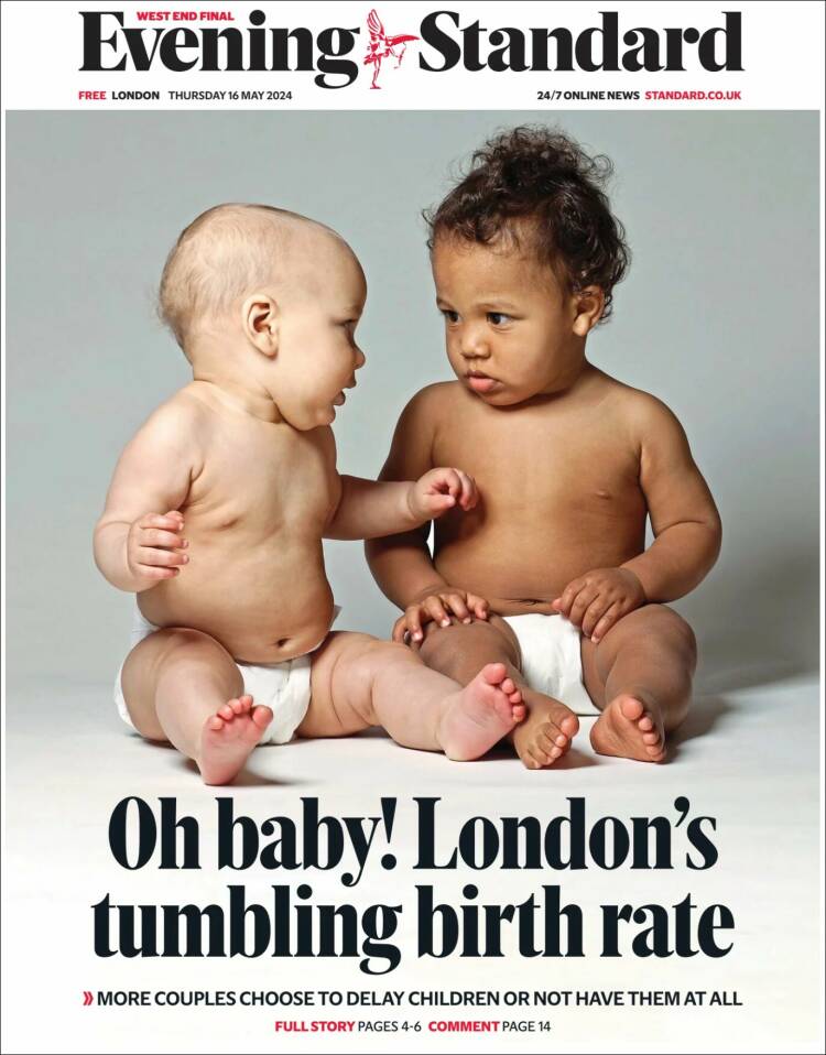 Portada de Evening Standard (Reino Unido)