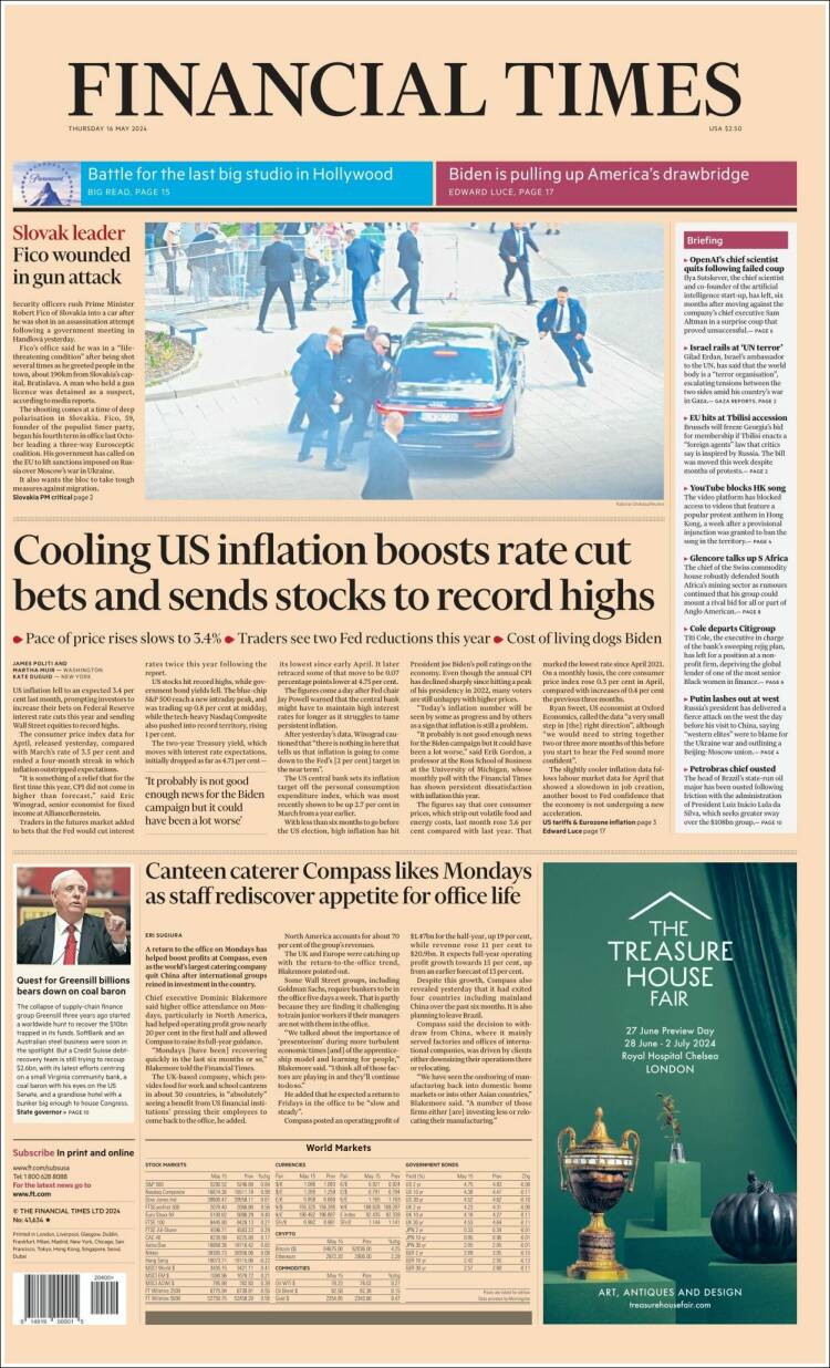 Portada de Financial Times (Reino Unido)