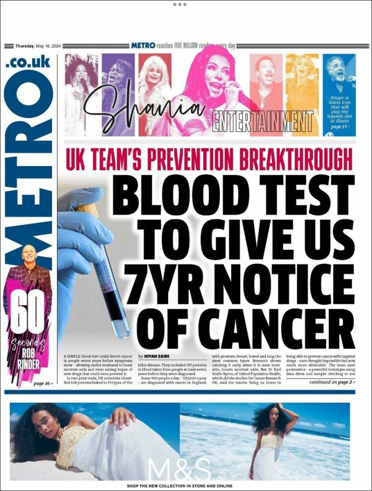 Portada de Metro (Reino Unido)