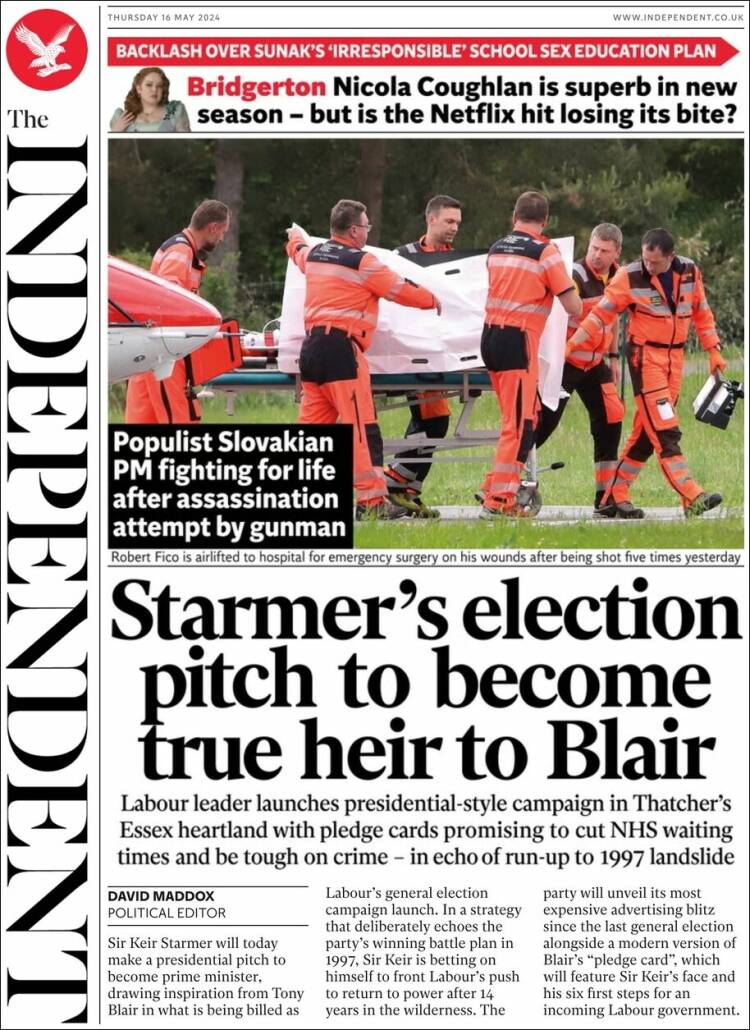 Portada de The Independent (Reino Unido)