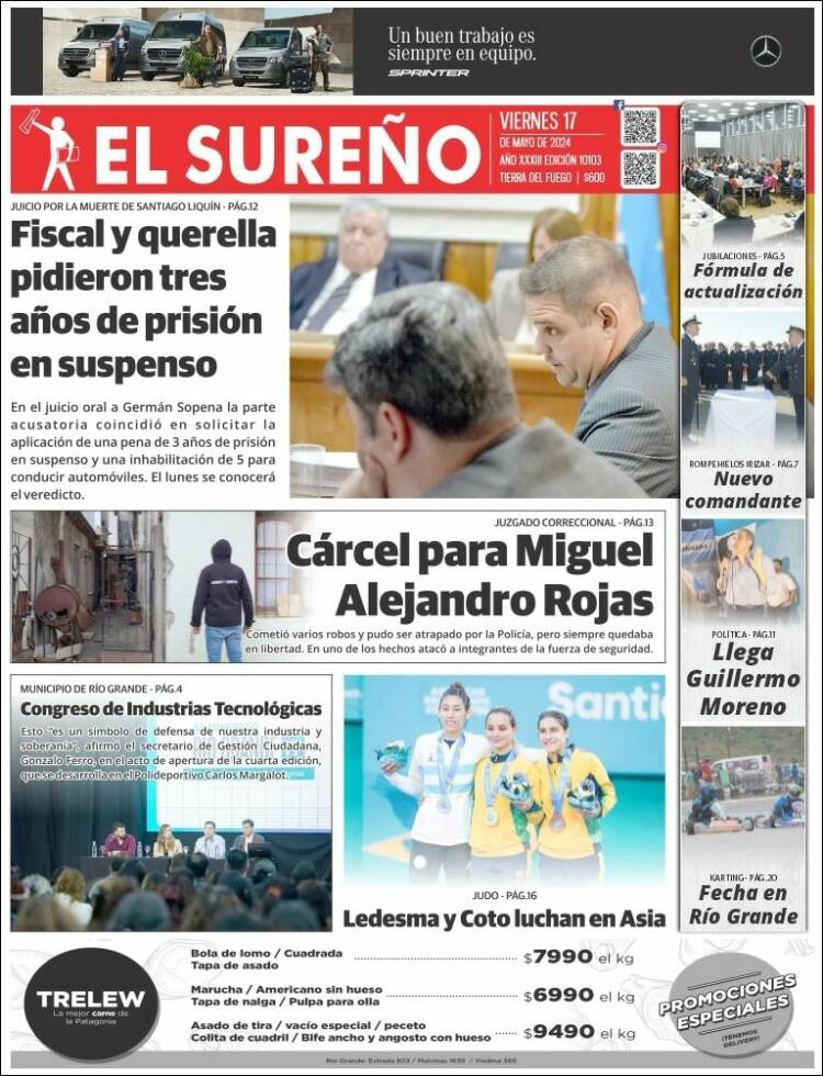 Portada de Diario El Sureño (Argentina)