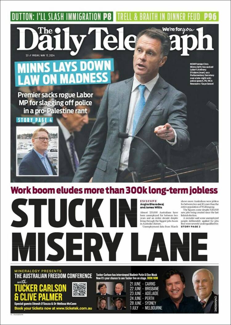 Portada de The Daily Telegraph (Australia)