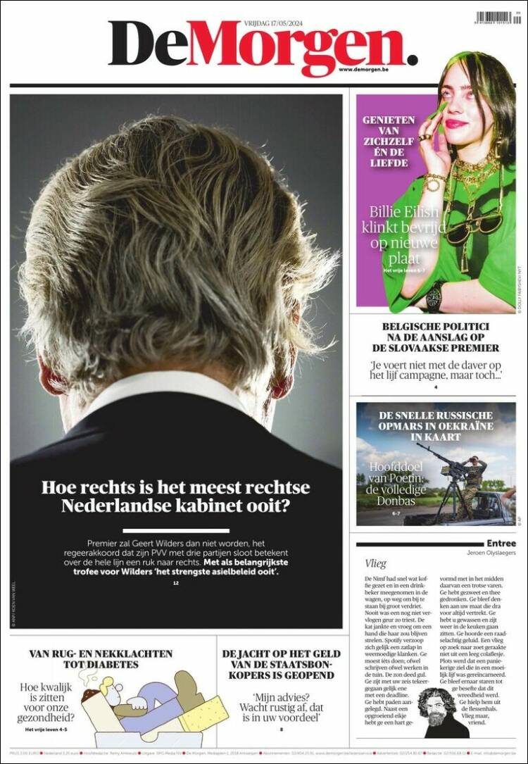 Portada de De Morgen (B&eacute;lgica)