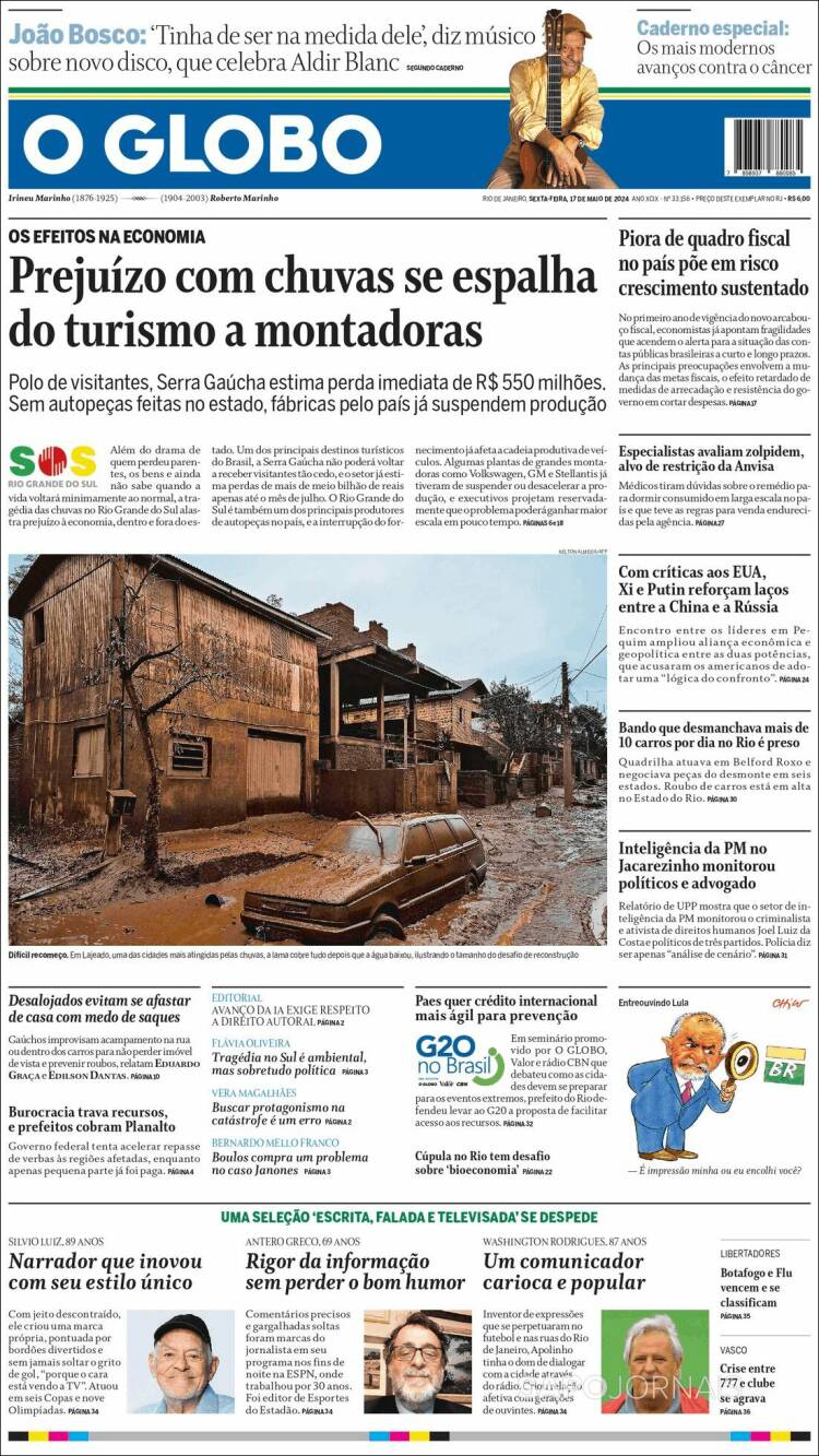 Portada de O Globo (Brasil)