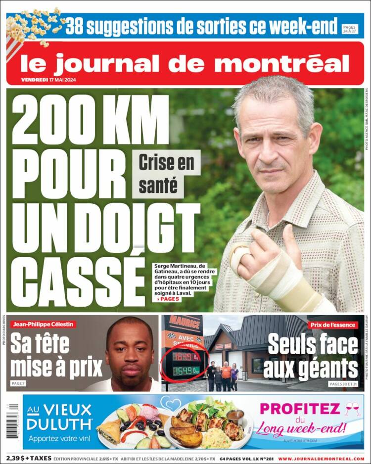 Portada de Le Journal de Montréal (Canadá)