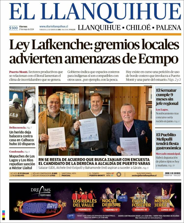 Portada de El Llanquihue (Chile)