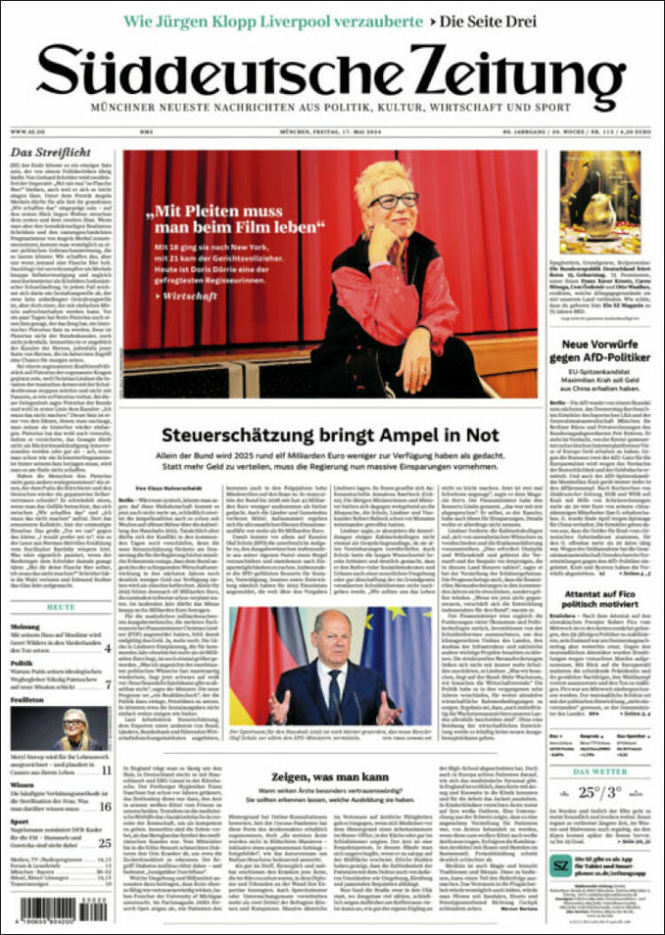 Portada de Sueddeutsche (Alemania)