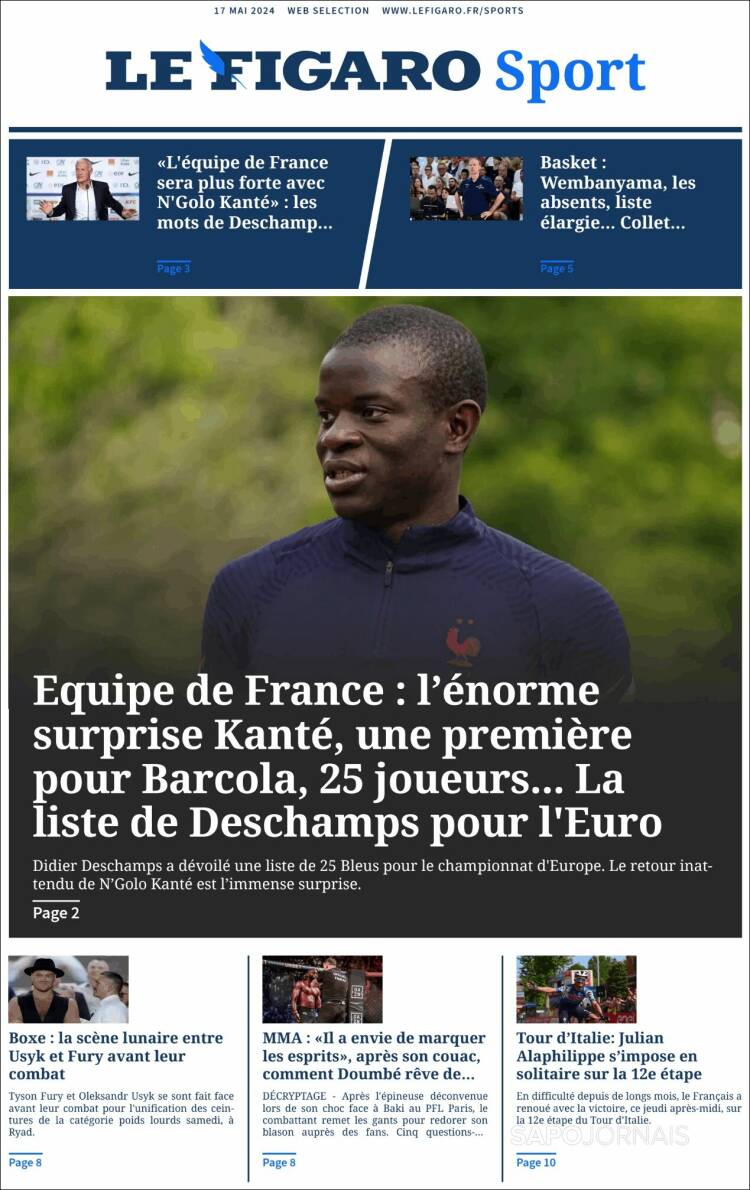 Portada de Le Figaro Sport (Francia)