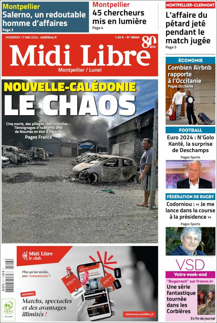 Portada de Midi Libre (Francia)