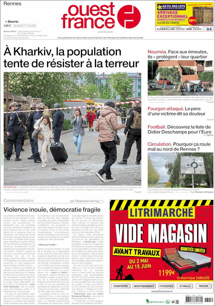 Portada de Ouest France (Francia)