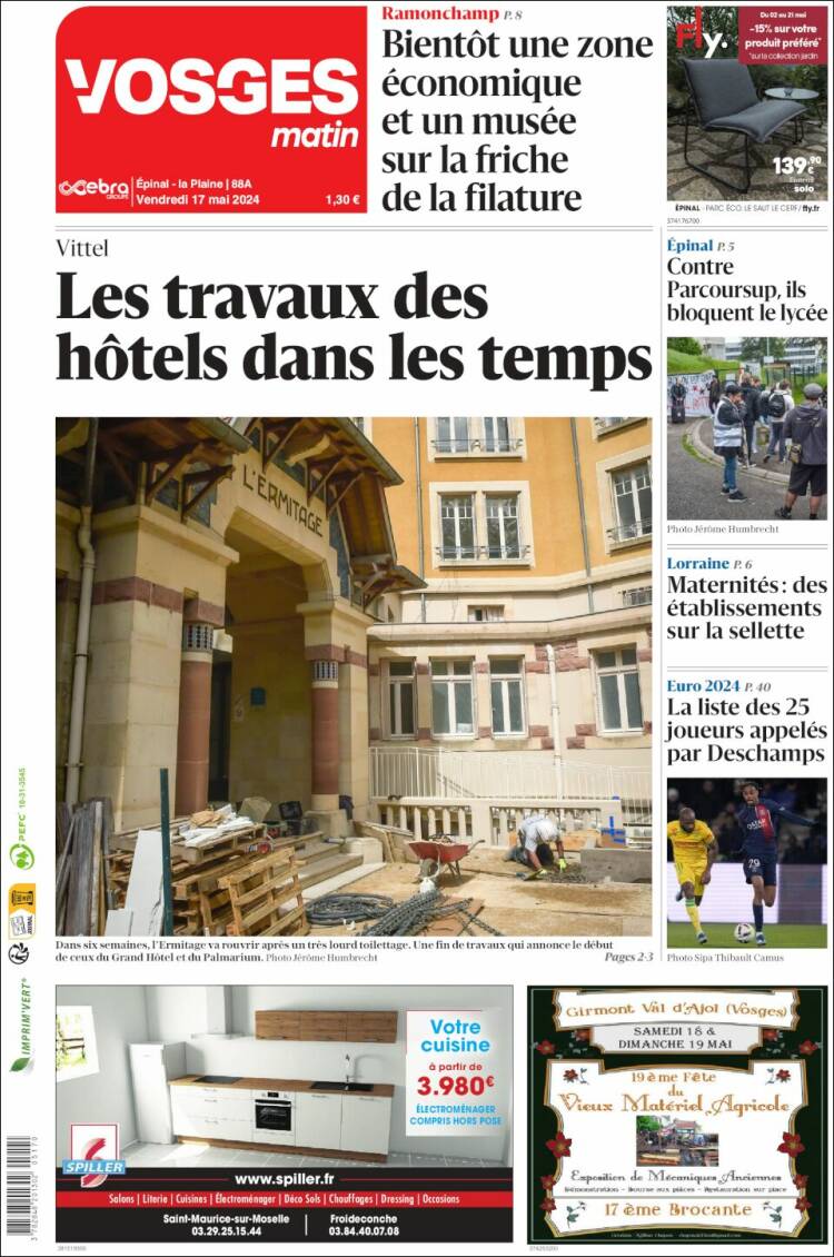 Portada de Vosges Matin (Francia)