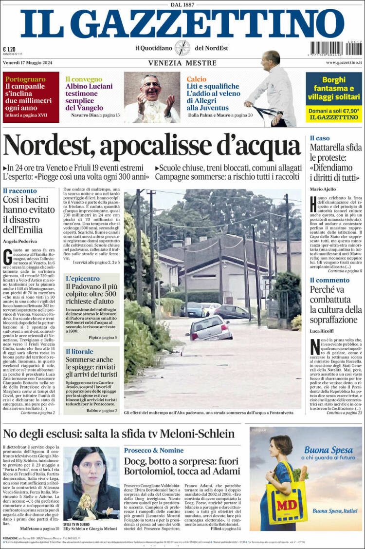 Portada de Il Gazzettino (Italia)