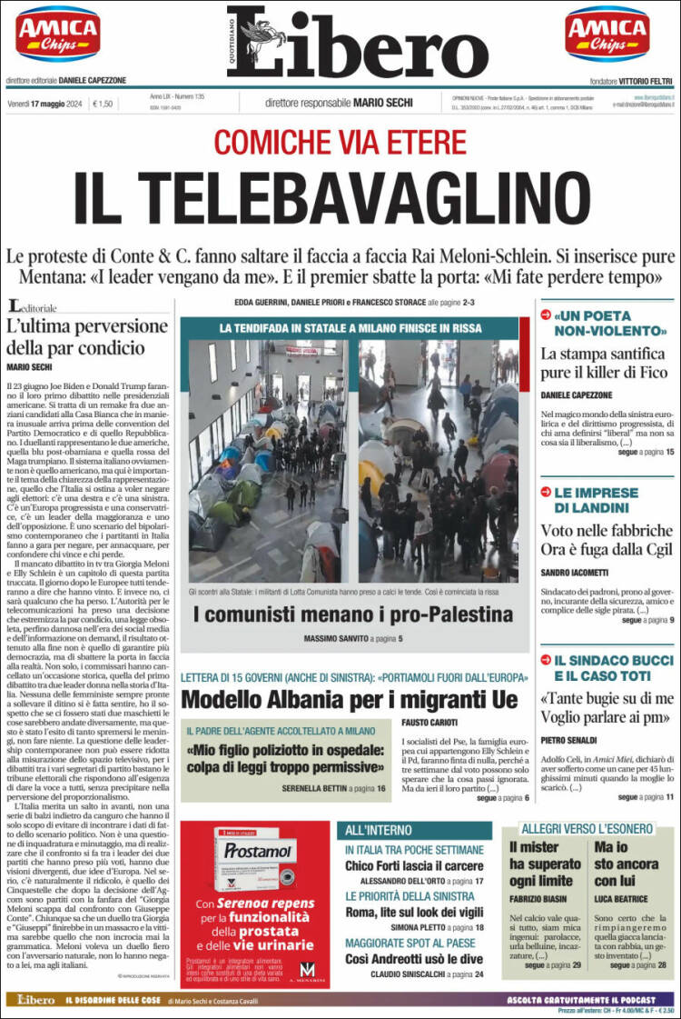 Portada de Libero (Italia)