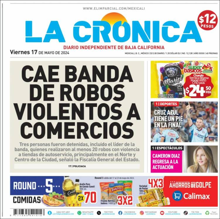 Portada de La Crónica de Baja California (M&eacute;xico)