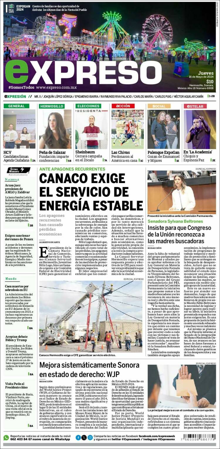 Portada de Expreso (M&eacute;xico)
