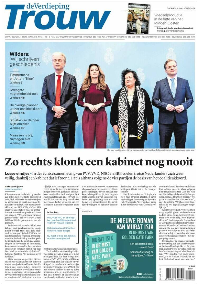 Portada de Trouw (Pa&iacute;ses Bajos)