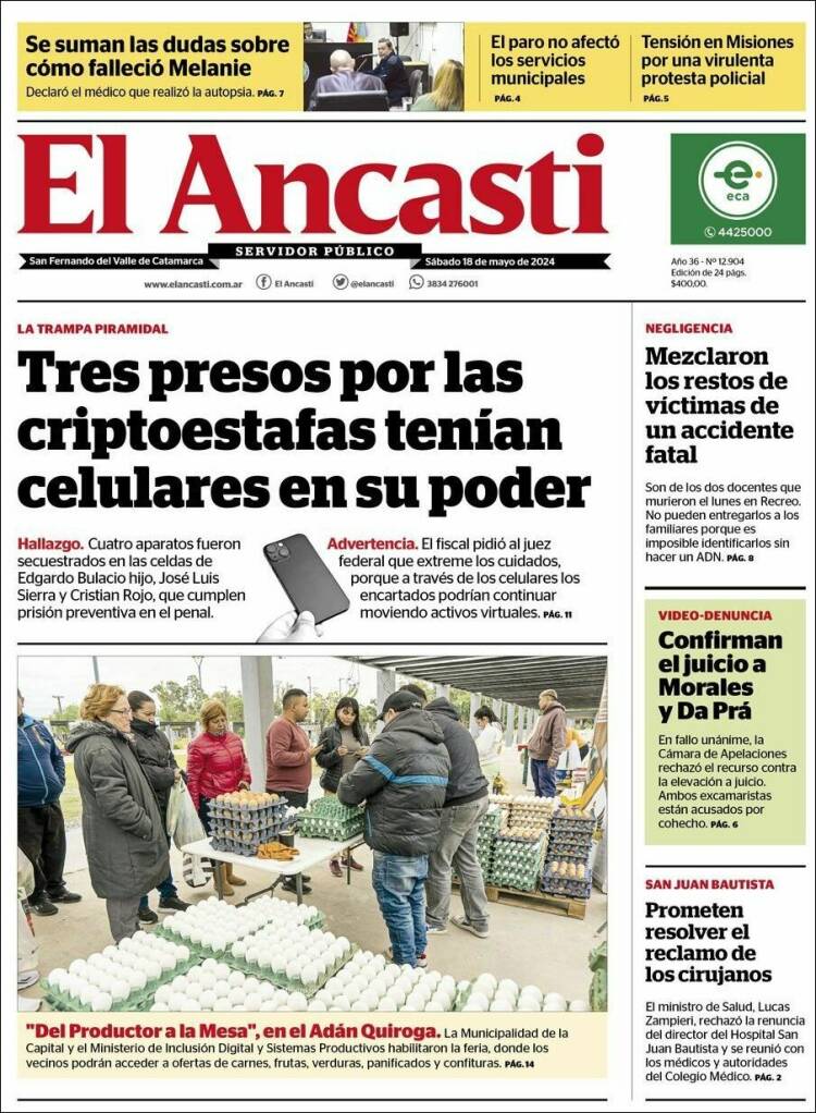 Portada de El Ancasti (Argentina)