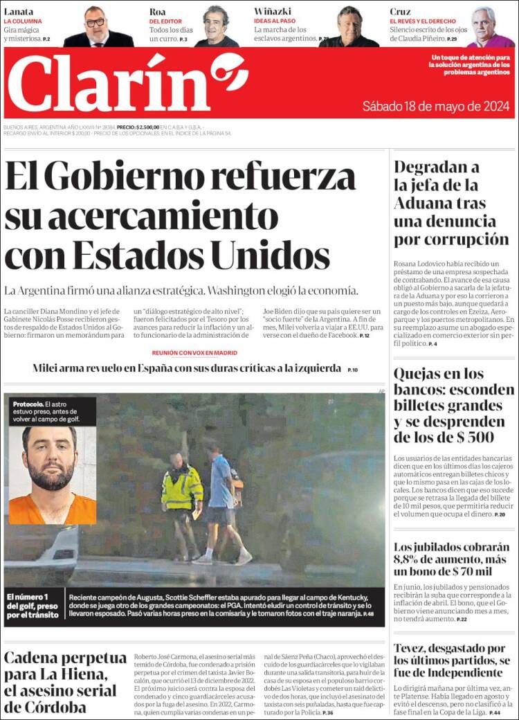Portada de Clarín (Argentina)