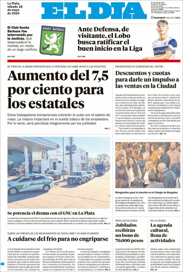Portada de El Día de la Plata (Argentina)