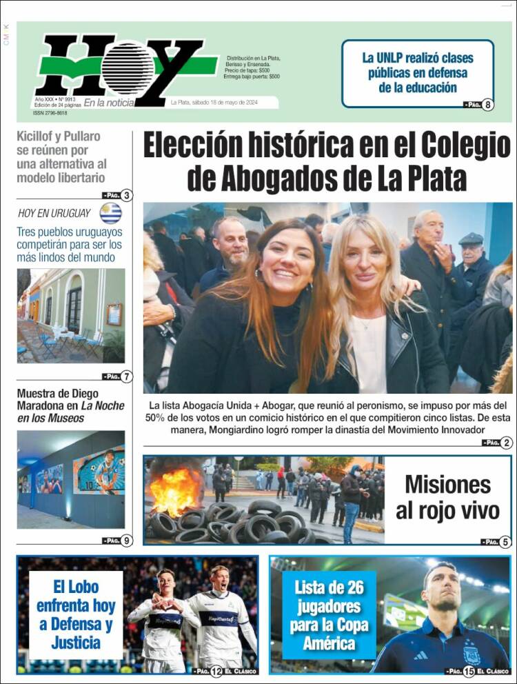 Portada de Diario Hoy (Argentina)