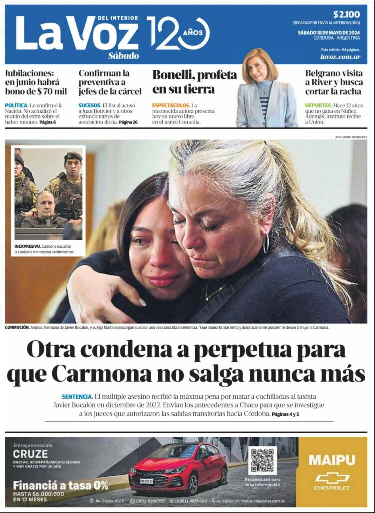 Portada de La Voz del Interior (Argentina)
