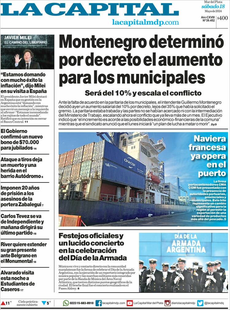 Portada de Diario La Capital - Mar del Plata (Argentina)