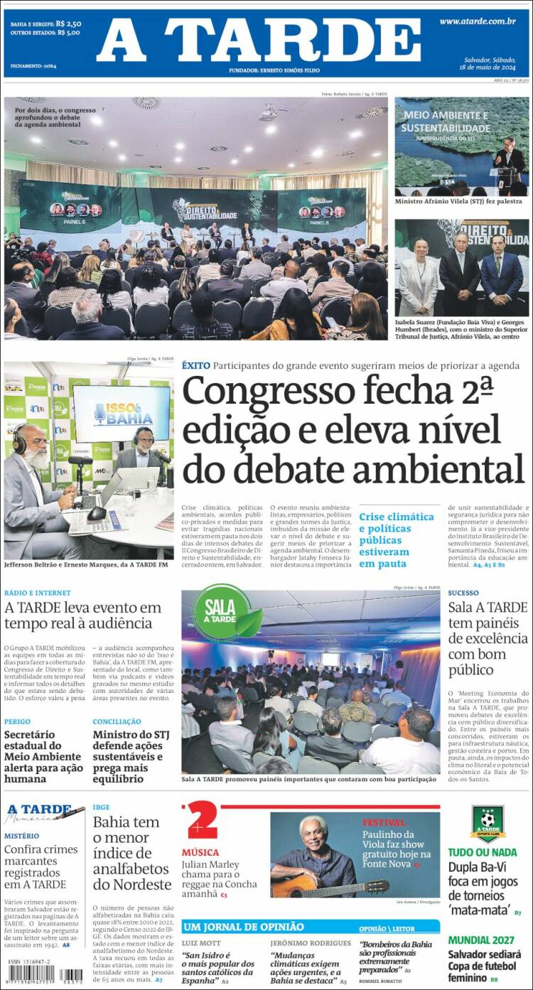 Portada de Diário A Tarde (Brasil)