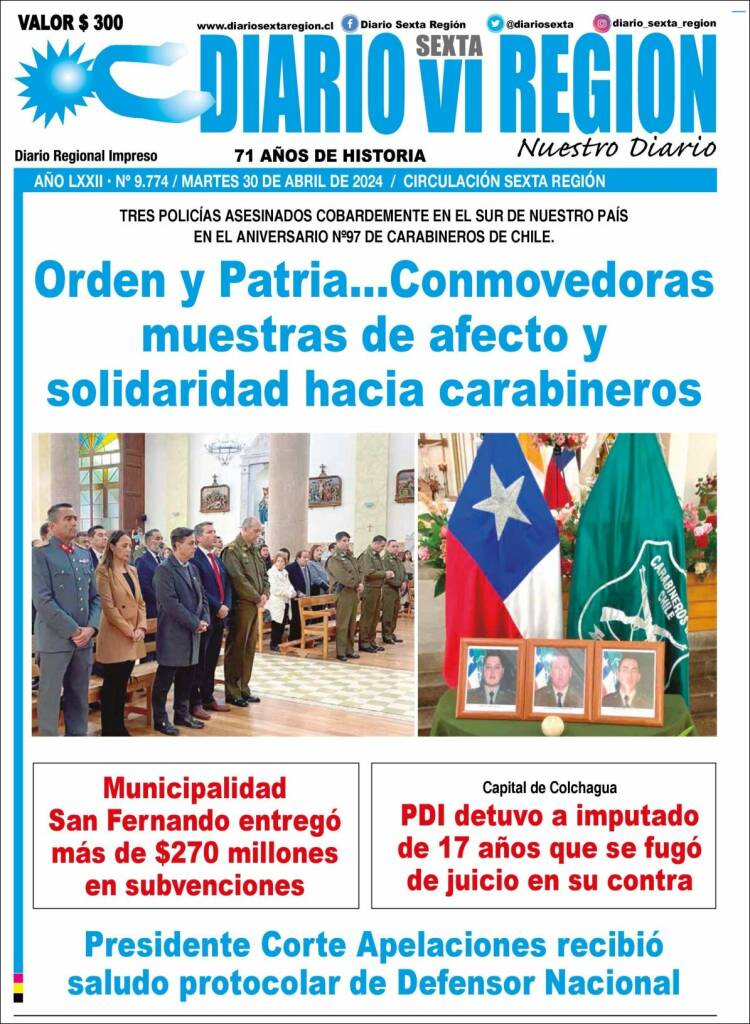 Portada de Diario VI Región (Chile)