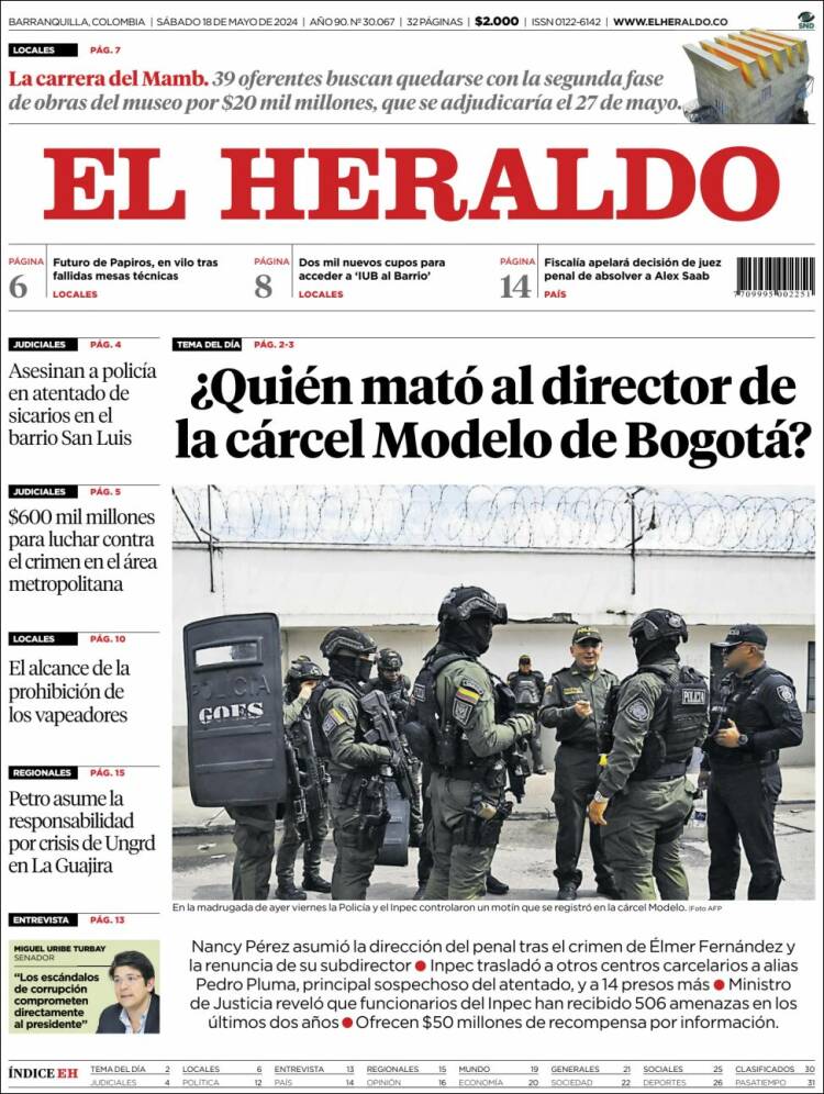 Portada de El Heraldo (Colombia)
