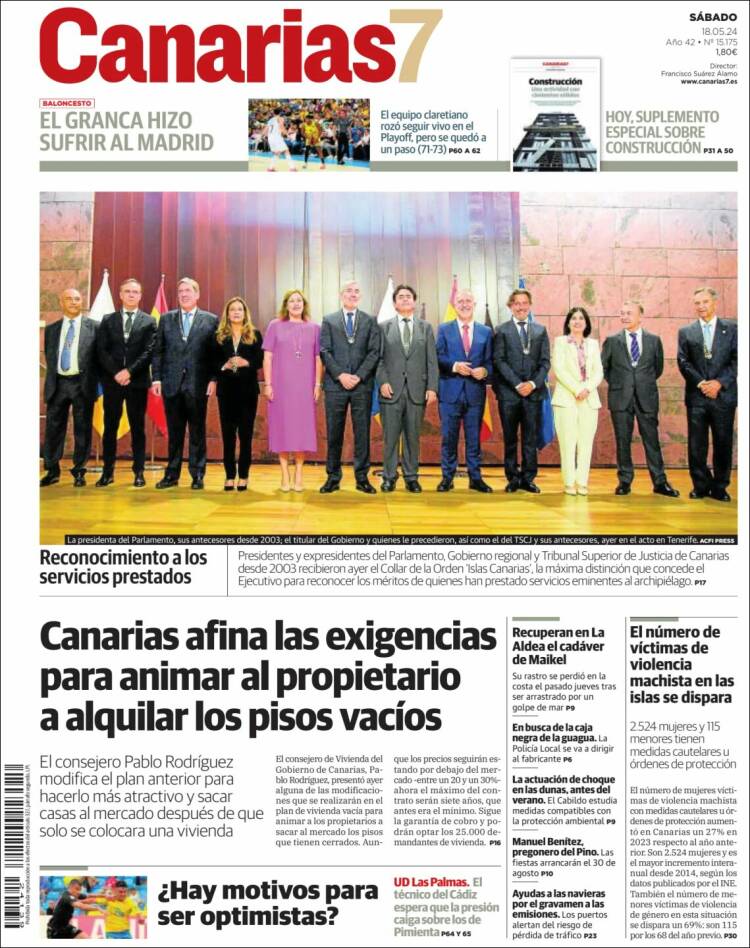 Portada de Canarias 7 (España)