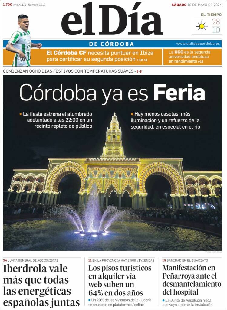 Portada de El Día de Córdoba (España)