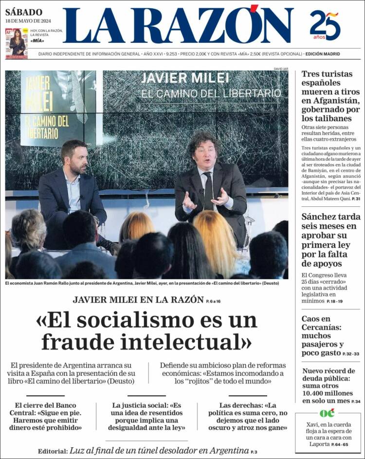 Portada de La Razón (España)