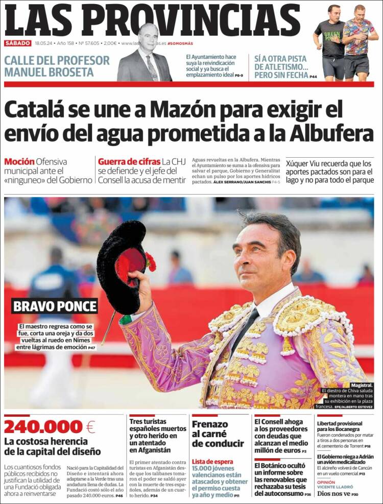 Portada de Las Provincias (España)