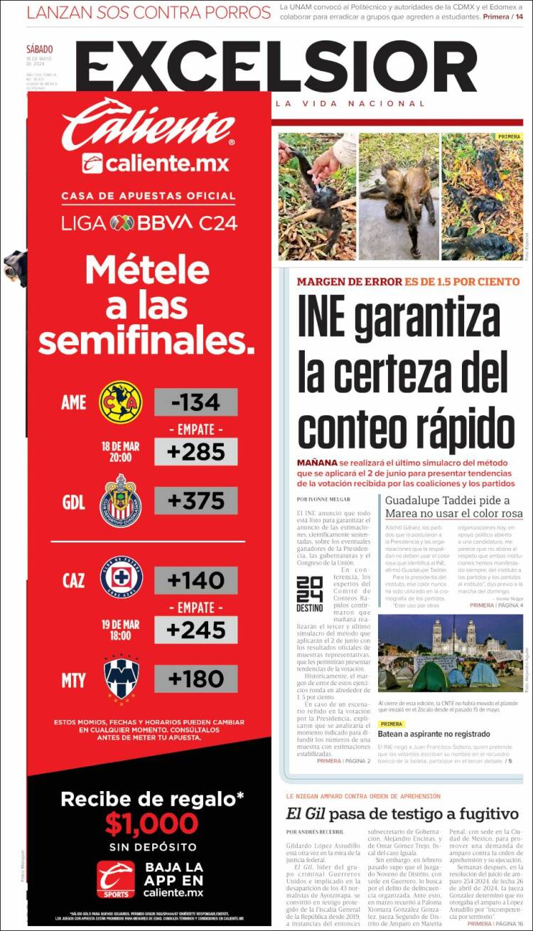 Portada de Excelsior (M&eacute;xico)