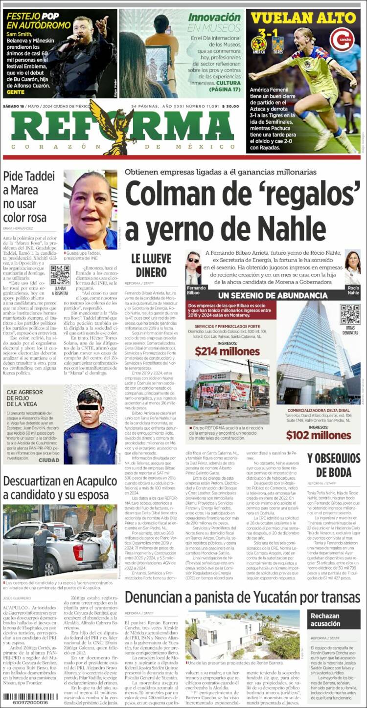 Portada de Reforma (M&eacute;xico)