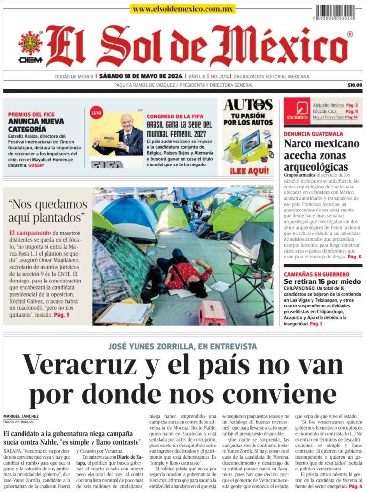 Portada de El Sol de México (M&eacute;xico)