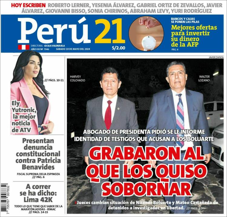 Portada de Perú 21 (Per&uacute;)