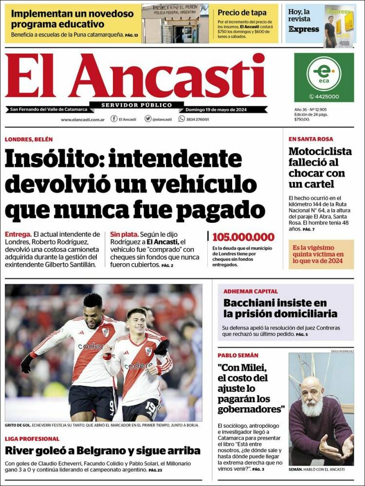 Portada de El Ancasti (Argentina)