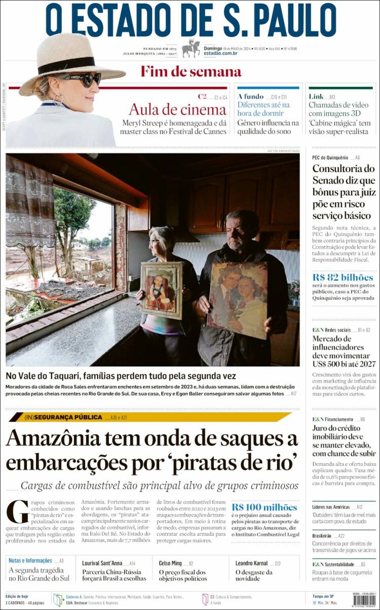 Portada de O Estado de São Paulo (Brasil)