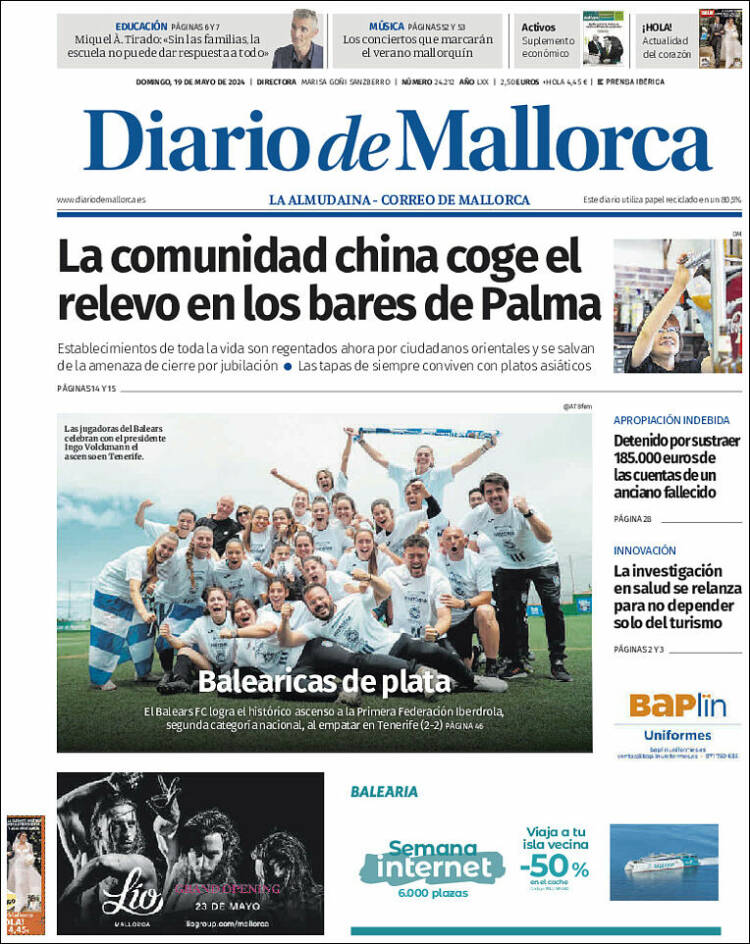 Portada de Diario de Mallorca (España)