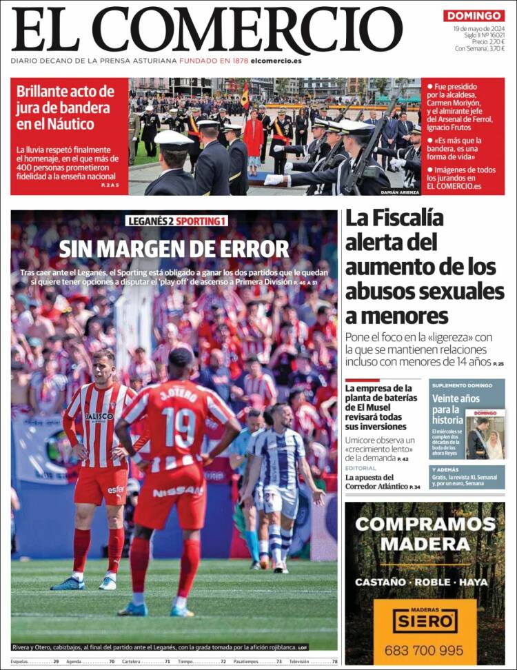 Portada de El Comercio - Gijón (España)