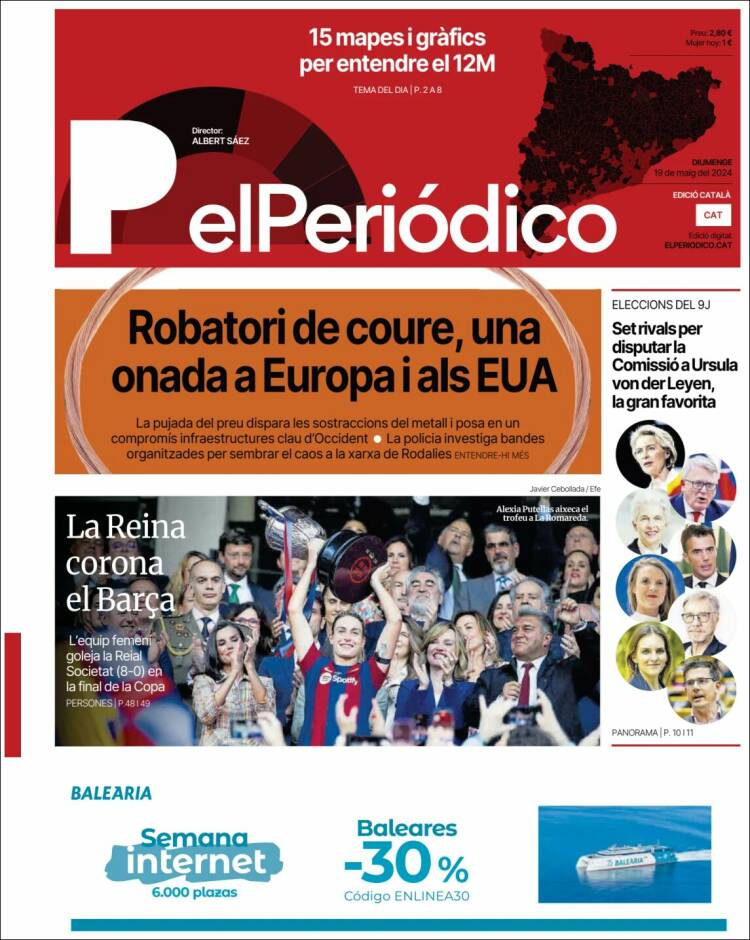 Portada de El Periódico de Catalunya (España)