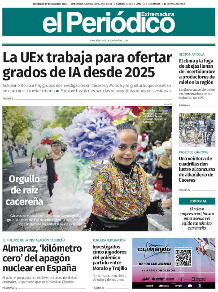 Portada de El Periódico de Extremadura (España)