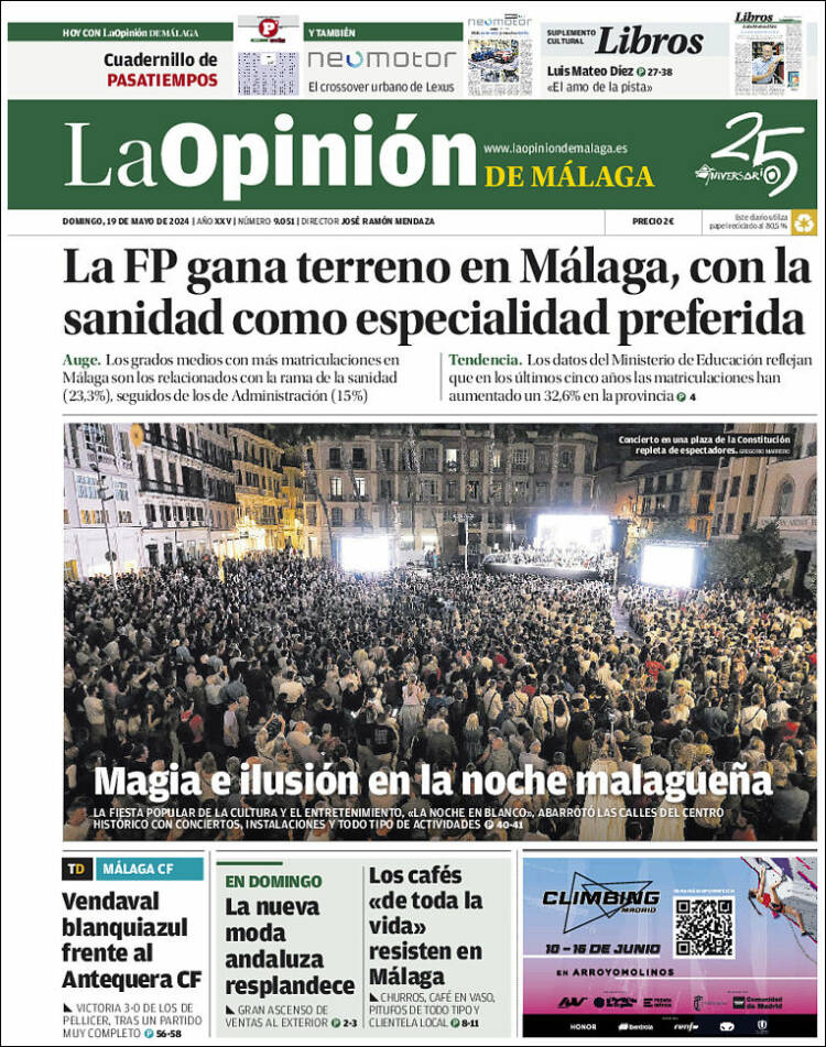 Portada de La Opinión de Málaga (España)