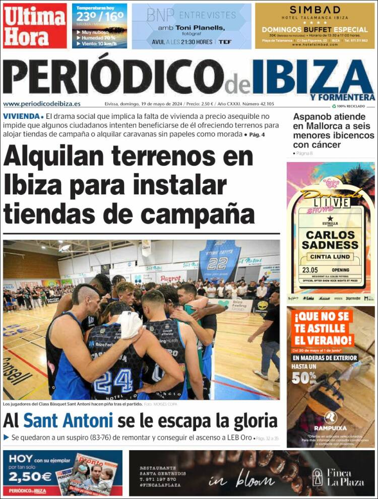 Portada de Periódico de Ibiza (España)