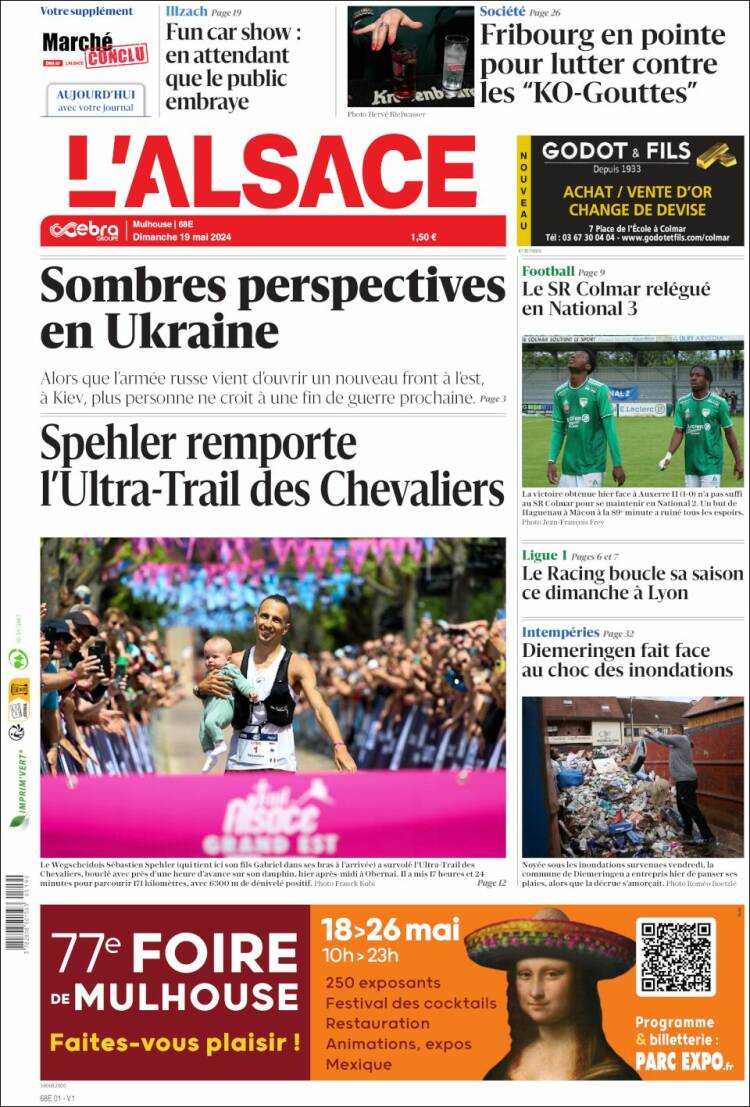 Portada de Journal L'Alsace (Francia)