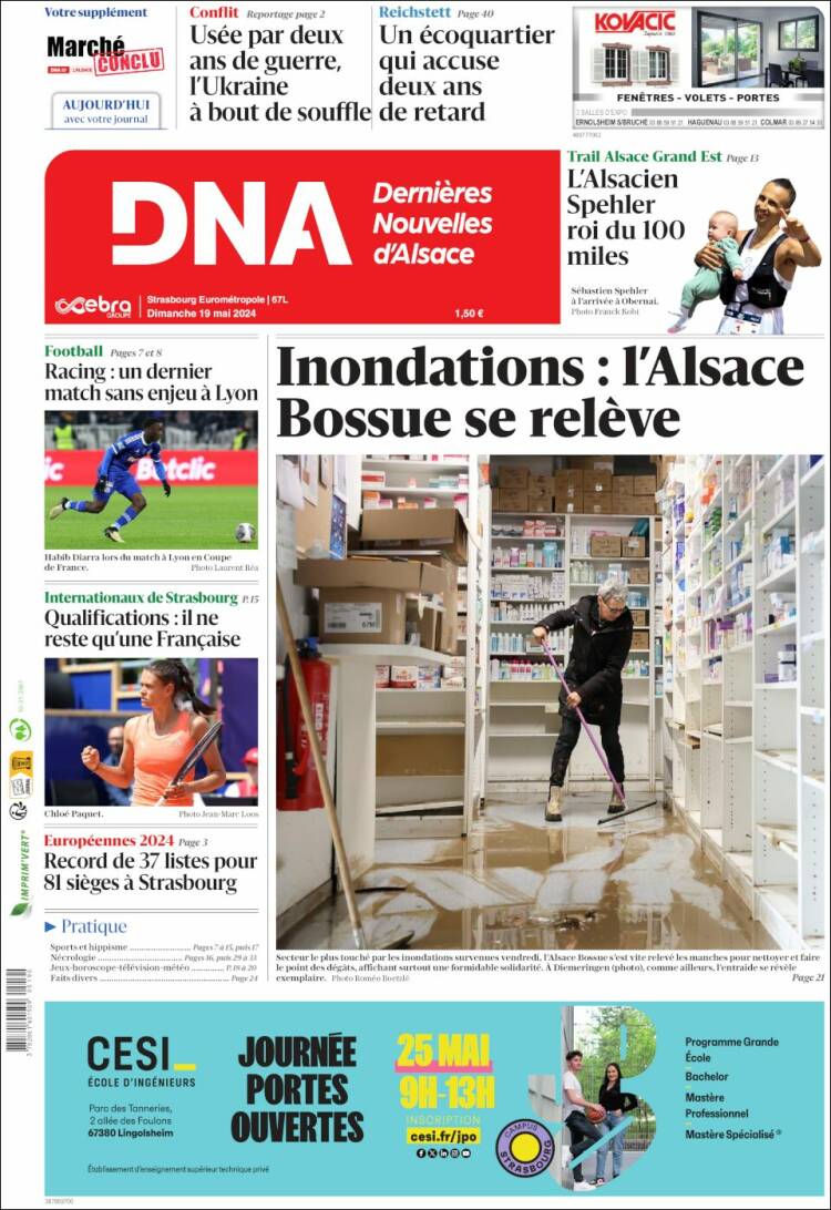 Portada de Les Dernières Nouvelles d'Alsace (Francia)