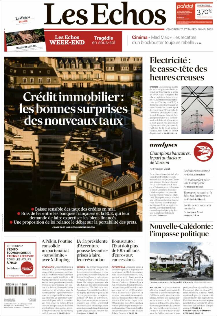 Portada de Les Echos (Francia)