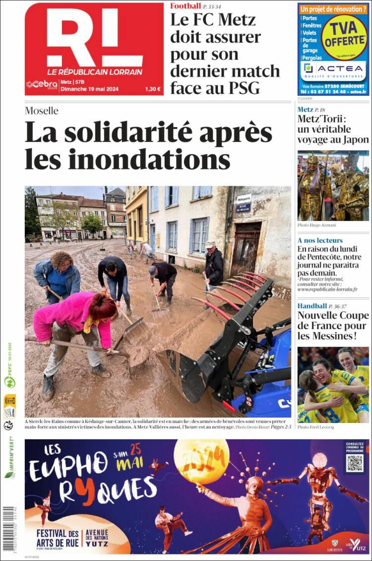 Portada de Le Republicain Lorrain (Francia)